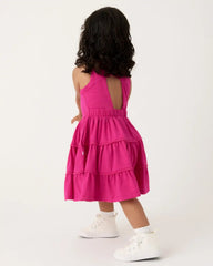 Pink Punch Open Back Tiered Dress