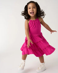 Pink Punch Open Back Tiered Dress