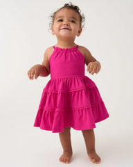 Pink Punch Open Back Tiered Dress with Bloomer