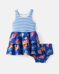 Tidepool Party Tiered Dress with Bloomer