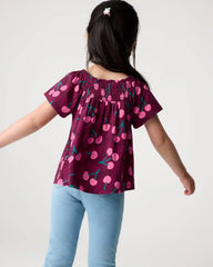 Cherry Charm Smocked Flutter Top