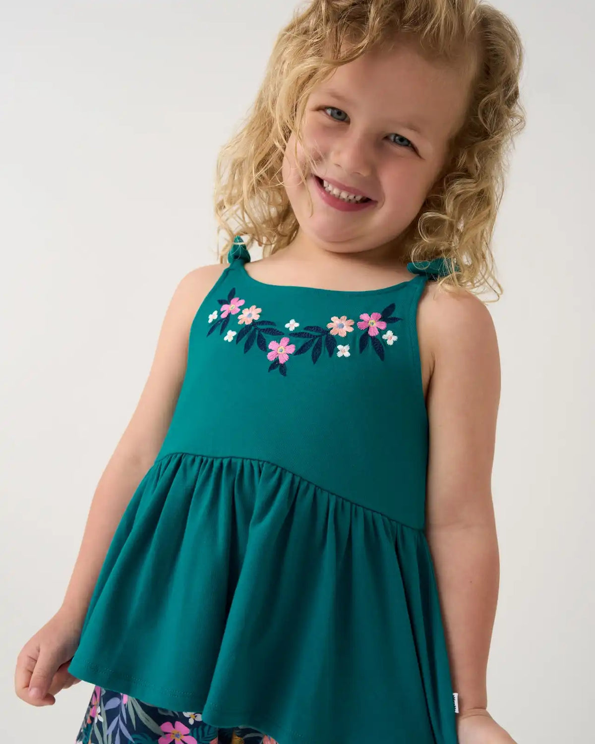 Midnight Tide Embroidered Peplum Tank