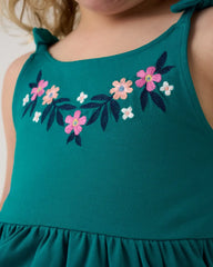 Midnight Tide Embroidered Peplum Tank