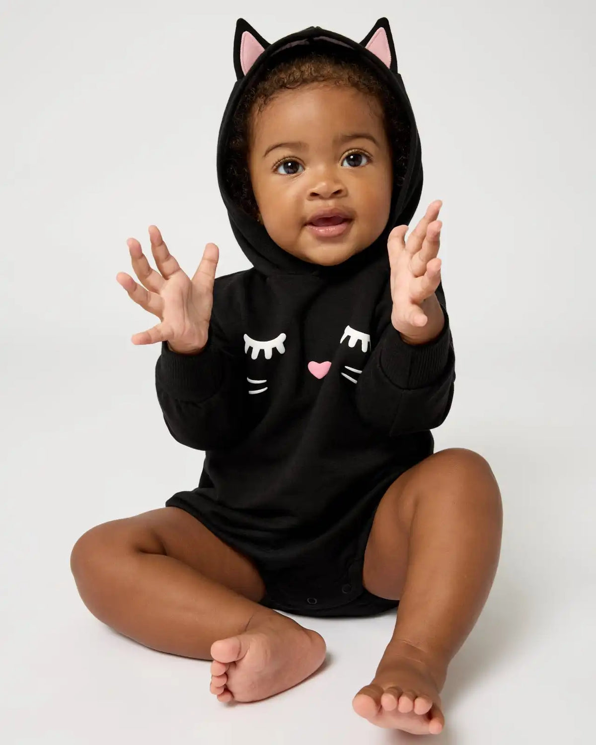 Black Cat Hoodie Romper