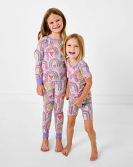 Disco Rainbows Two-Piece Short Sleeve & Shorts Pajama Set