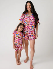 Flutter Garden Two-Piece Short Sleeve & Shorts Pajama Set