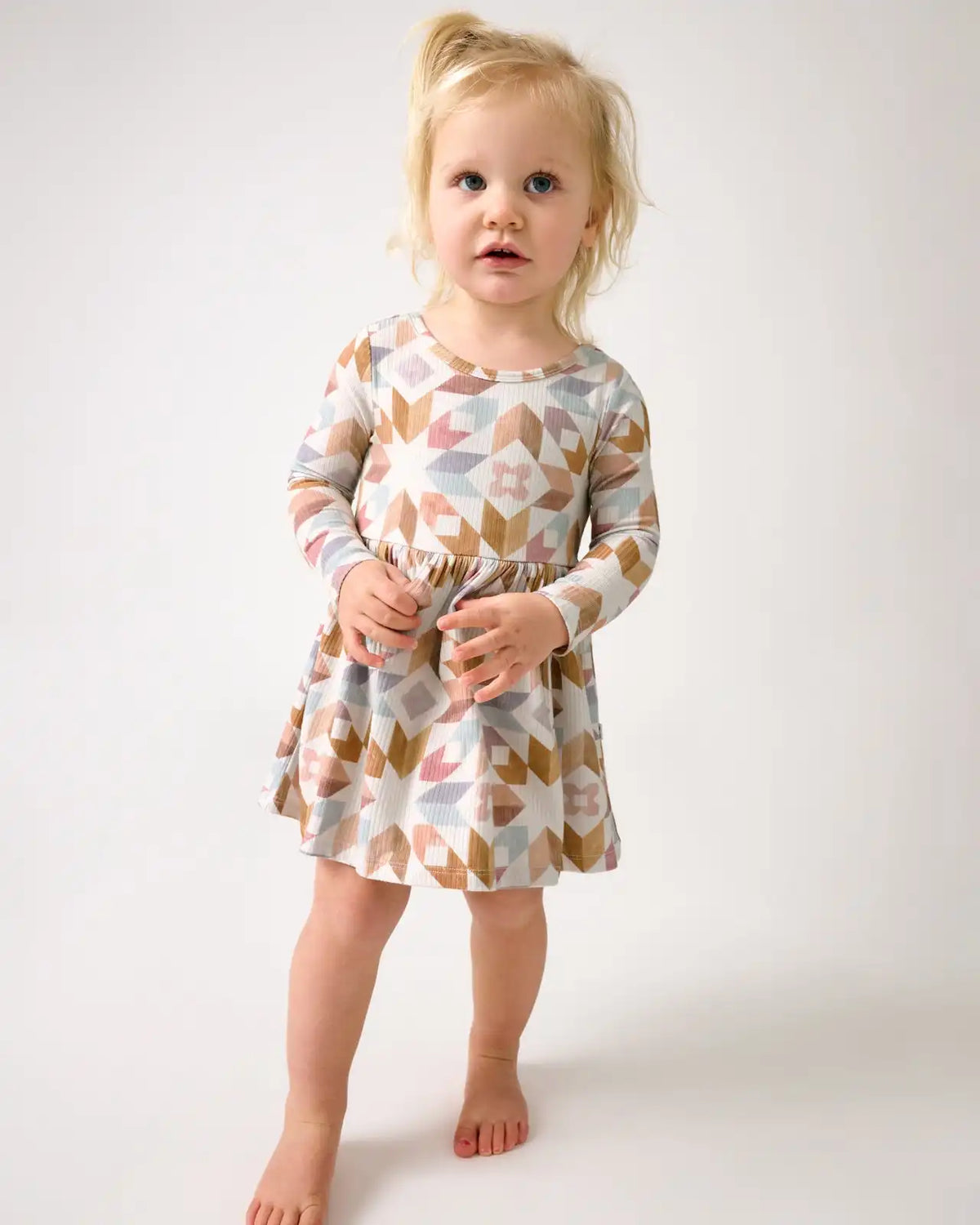 Kaleidoscope Dreams Ribbed Skater Dress with Bodysuit