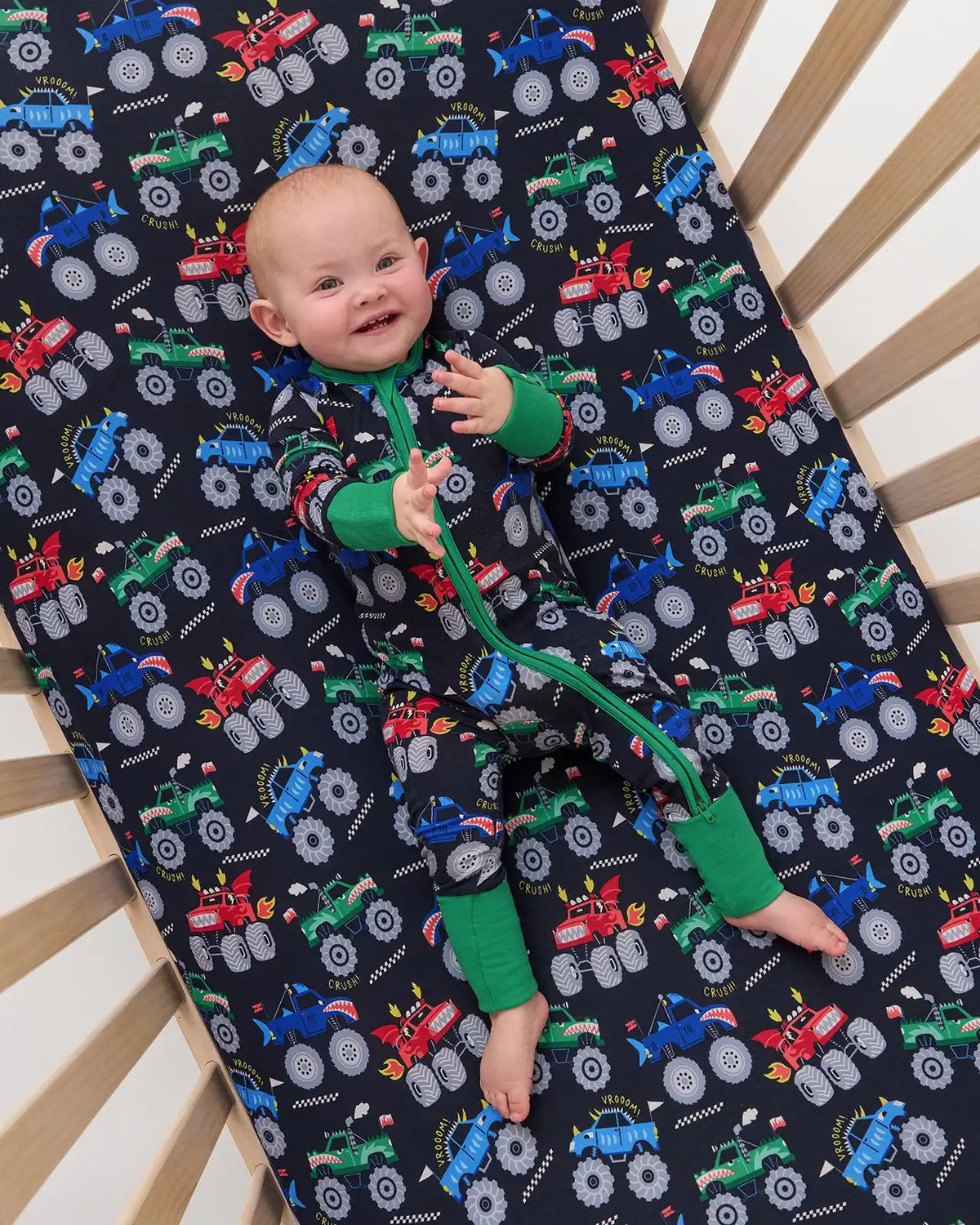 Monster Truck Madness Fitted Crib Sheet