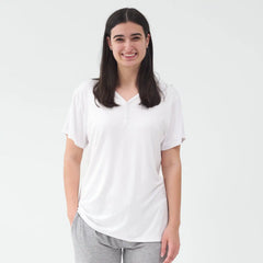 Bright White Women's Short Sleeve Pajama Top
