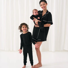 Black Women's Short Sleeve & Shorts Pajama Set