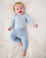 Light Fog Stripe Henley Bodysuit