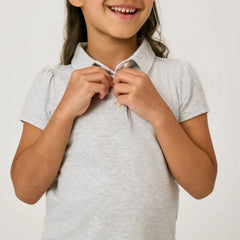 Light Heather Gray Puff Sleeve Polo