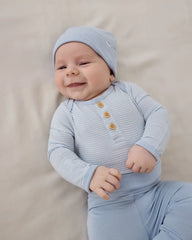 Light Fog Stripe Henley Bodysuit