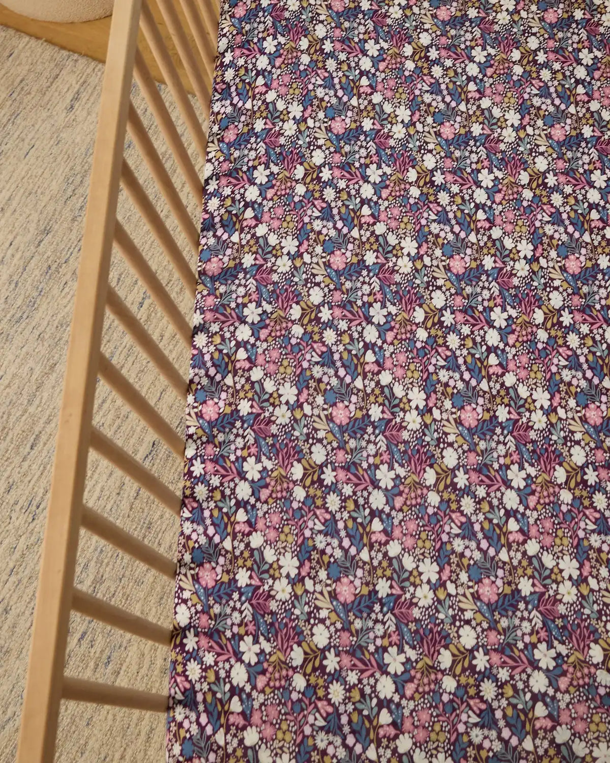 Midnight Petals Fitted Crib Sheet