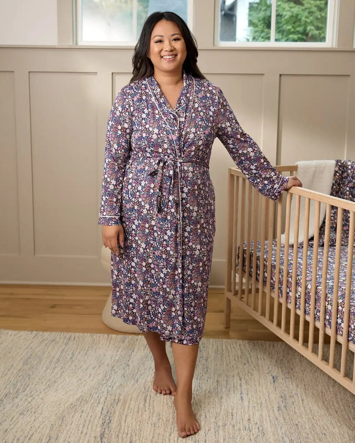 Midnight Petals Women's Robe