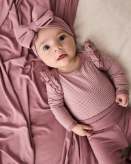Rosewood Stripe Flutter Bodysuit