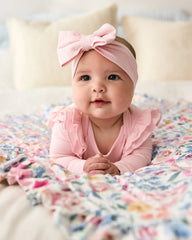 Prima Pink Ribbed Luxe Bow Headband