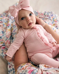 Prima Pink Ribbed Ruffle Zippy