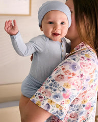 Light Fog Stripe Henley Bodysuit