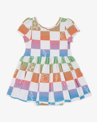 Ombre Cheery Checks Skater Dress with Bodysuit
