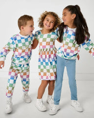 Ombre Cheery Checks Crewneck Sweatshirt