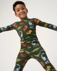 Roar & Explore Green Two-Piece Pajama Set