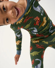 Roar & Explore Green Two-Piece Pajama Set