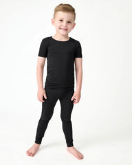 Black Two-Piece Short Sleeve Pajama Set