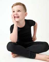 Black Two-Piece Short Sleeve Pajama Set