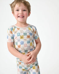 Check Mates Two-Piece Short Sleeve Pajama Set