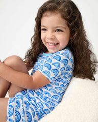 Blue Rainbows Two-Piece Short Sleeve & Shorts Pajama Set