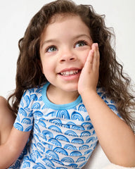 Blue Rainbows Two-Piece Short Sleeve & Shorts Pajama Set