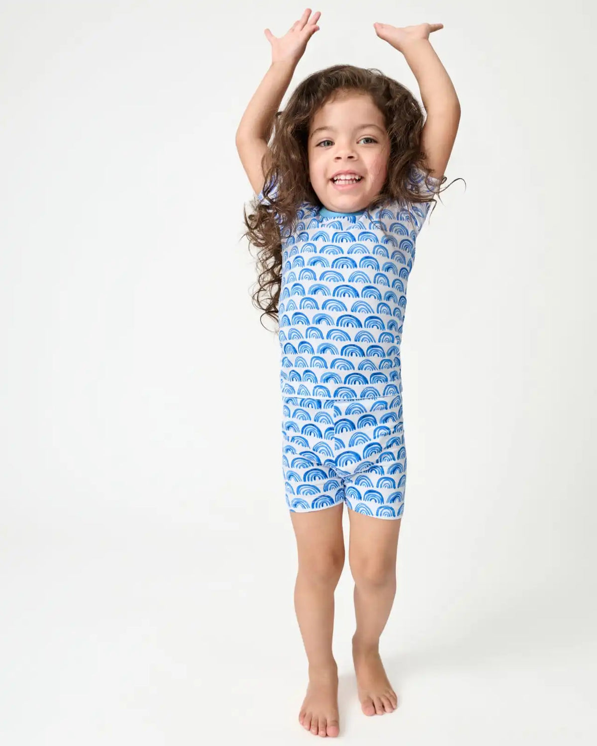 Blue Rainbows Two-Piece Short Sleeve & Shorts Pajama Set