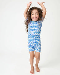 Blue Rainbows Two-Piece Short Sleeve & Shorts Pajama Set