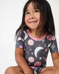 Pink To the Moon & Back Two-Piece Short Sleeve & Shorts Pajama Set