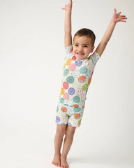 Positive Vibes Two-Piece Short Sleeve & Shorts Pajama Set