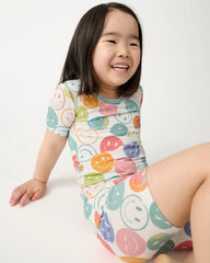 Positive Vibes Two-Piece Short Sleeve & Shorts Pajama Set
