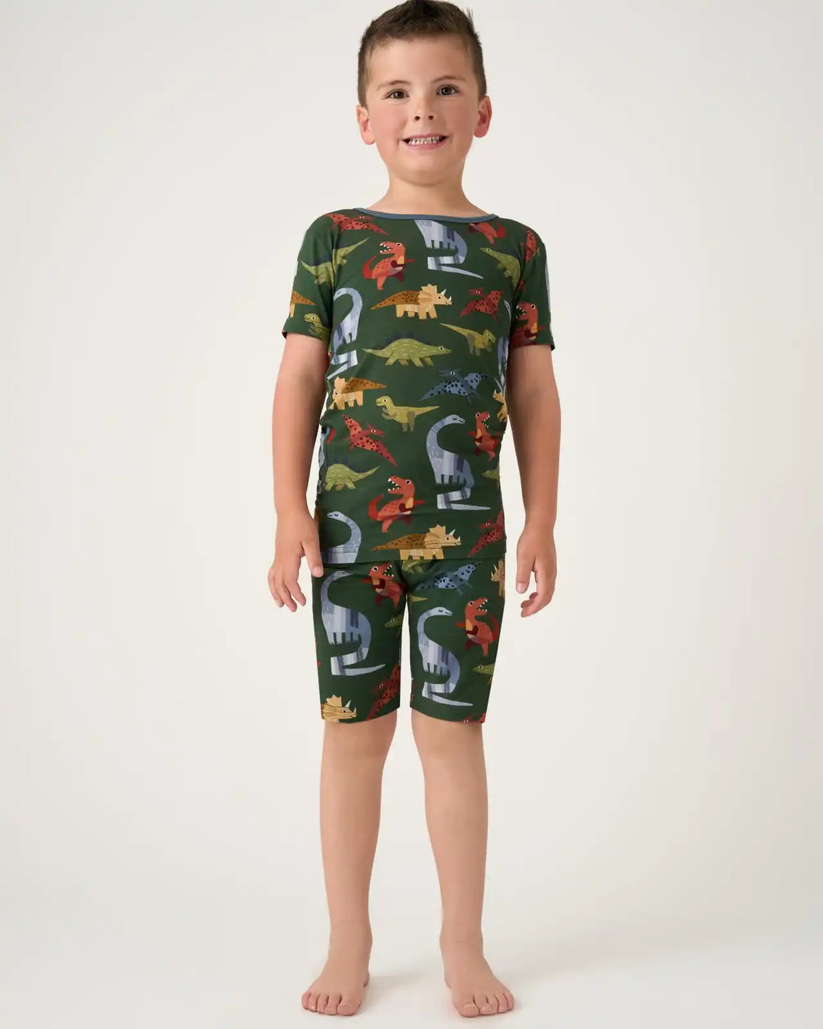 Roar & Explore Green Two-Piece Short Sleeve & Shorts Pajama Set