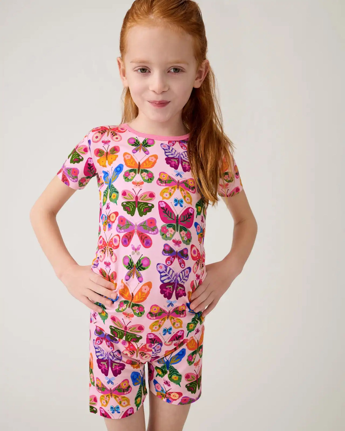 Flutter Garden Two-Piece Short Sleeve & Shorts Pajama Set