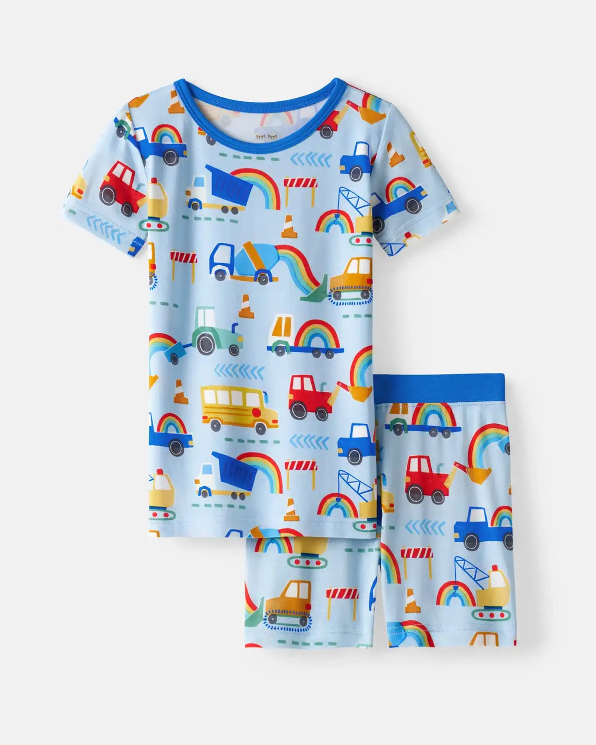 Rainbow Trucks Two-Piece Short Sleeve & Shorts Pajama Set