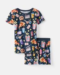 Movie Marathon Two-Piece Short Sleeve & Shorts Pajama Set