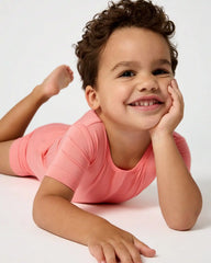 Sweet Papaya Two-Piece Short Sleeve & Shorts Pajama Set