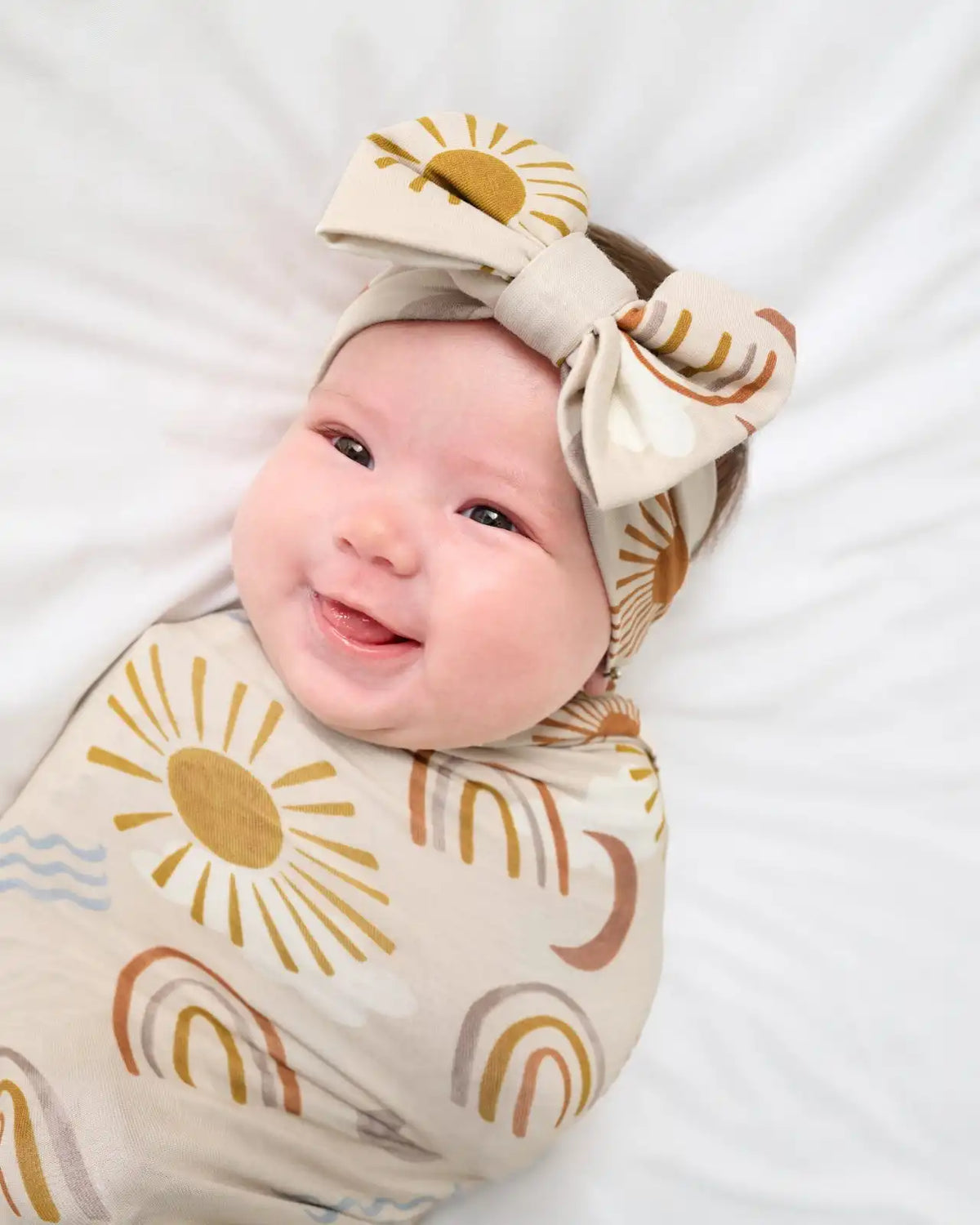 Desert Sunrise Swaddle & Luxe Bow Headband Set