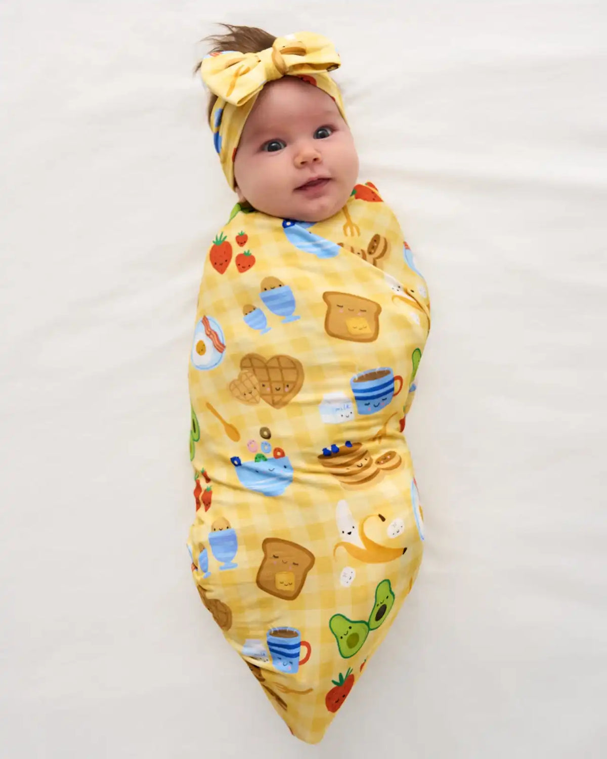 Breakfast Bunch Swaddle & Luxe Bow Headband Set