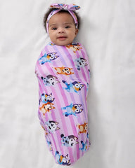 Bluey Dance All Day Pink Swaddle & Luxe Bow Headband Set