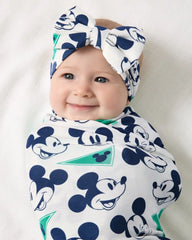 Disney Varsity Mickey Mouse Swaddle & Luxe Bow Headband Set