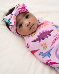 Roar & Explore Pink Swaddle & Luxe Bow Headband Set