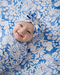 Azure Garden Swaddle & Luxe Bow Headband Set