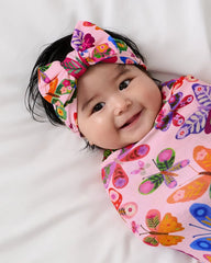 Flutter Garden Swaddle & Luxe Bow Headband Set