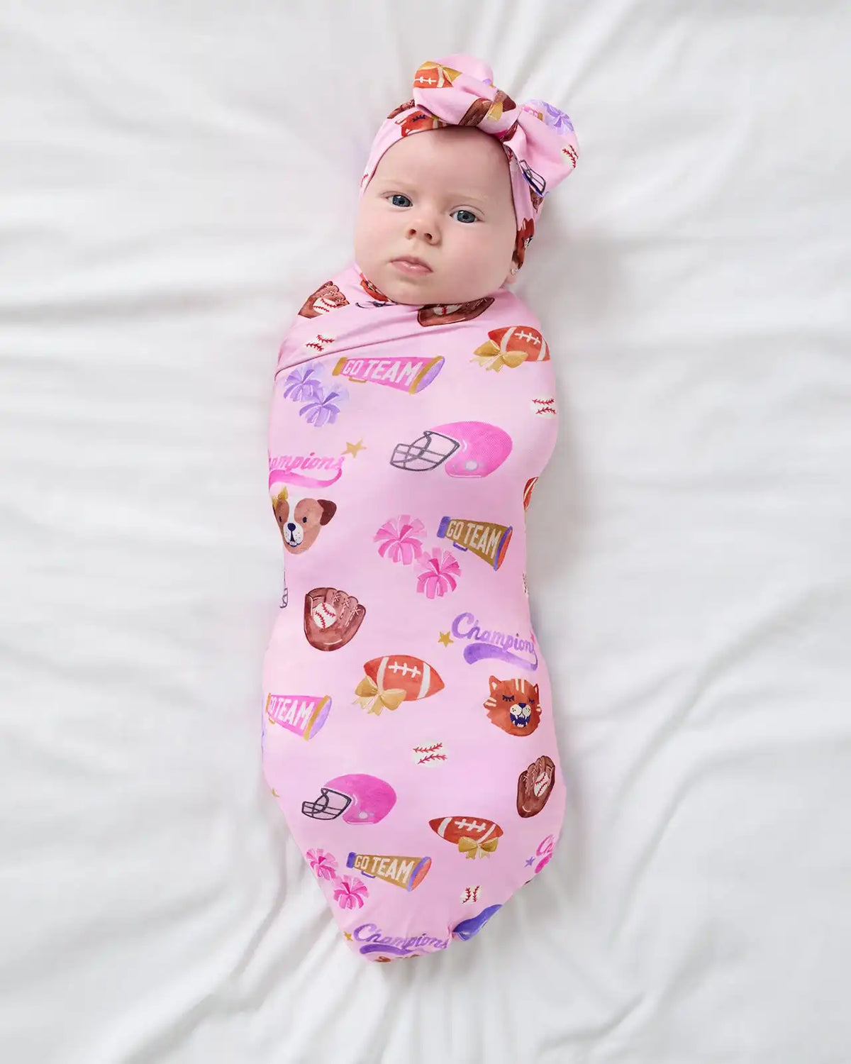 Team Spirit Pink Swaddle & Luxe Bow Headband Set